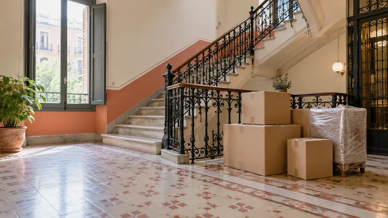 Caixes al costat d’una escala d’habitatge